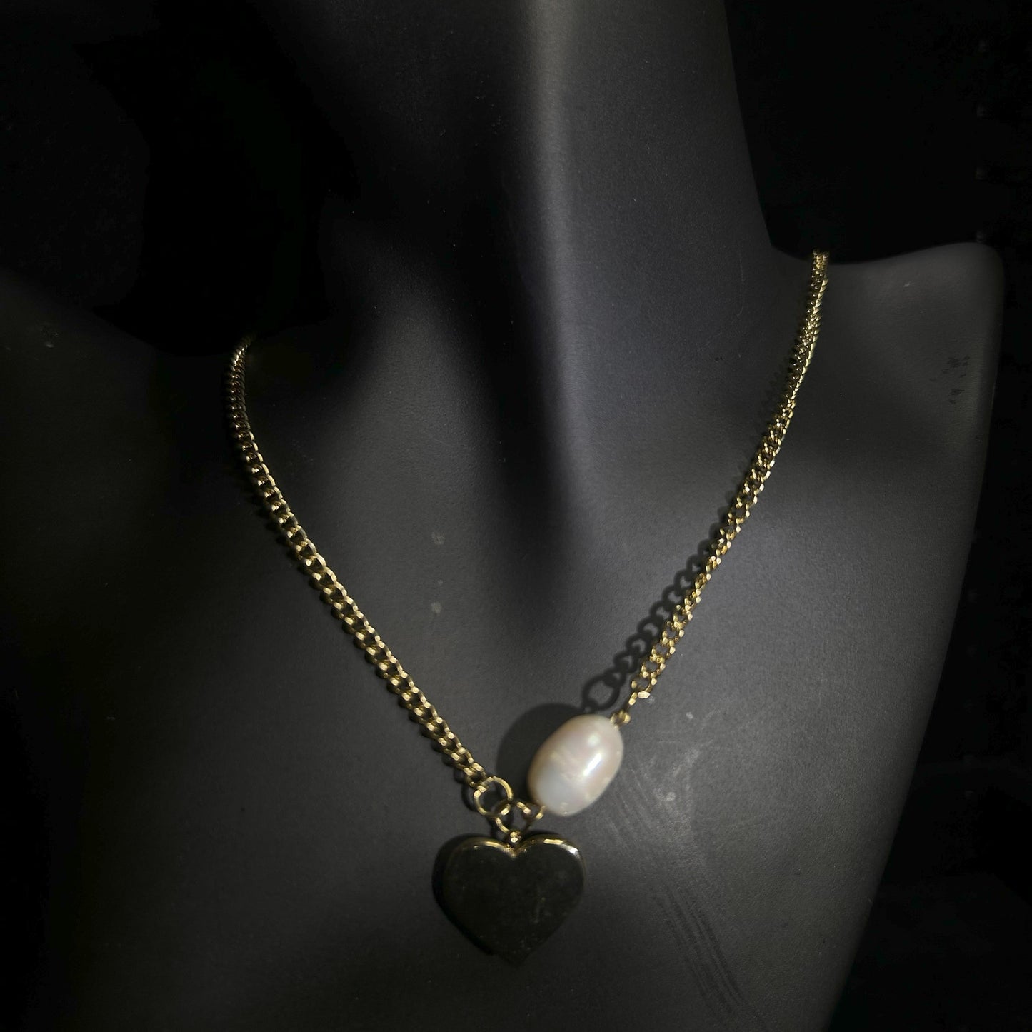 Heart And Pearl Gold Plated Adjustable Necklace