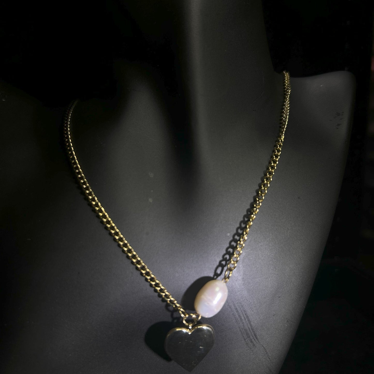 Heart And Pearl Gold Plated Adjustable Necklace