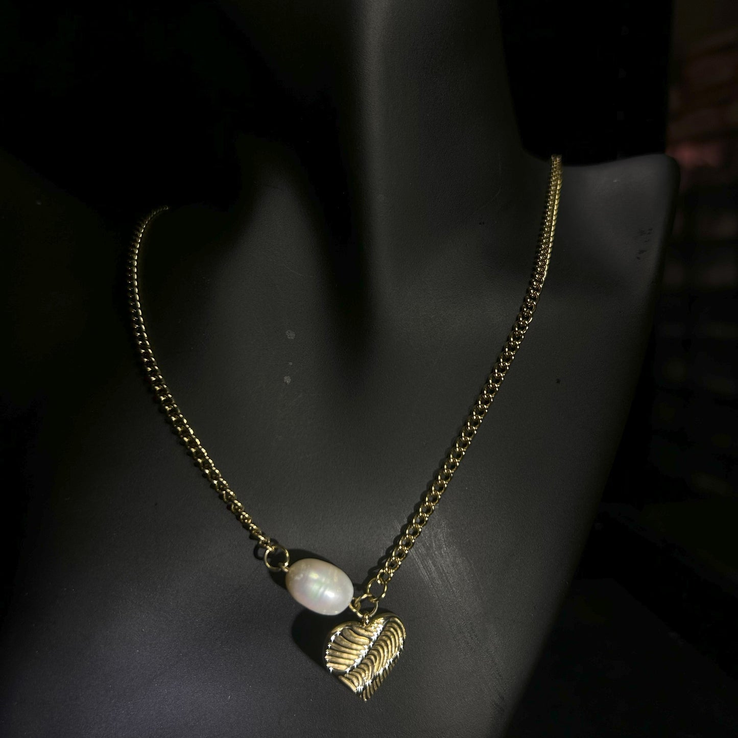 Heart And Pearl Gold Plated Adjustable Necklace