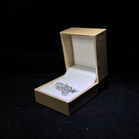 Charm Studded Cubic Zirconia Silver Plated Ring