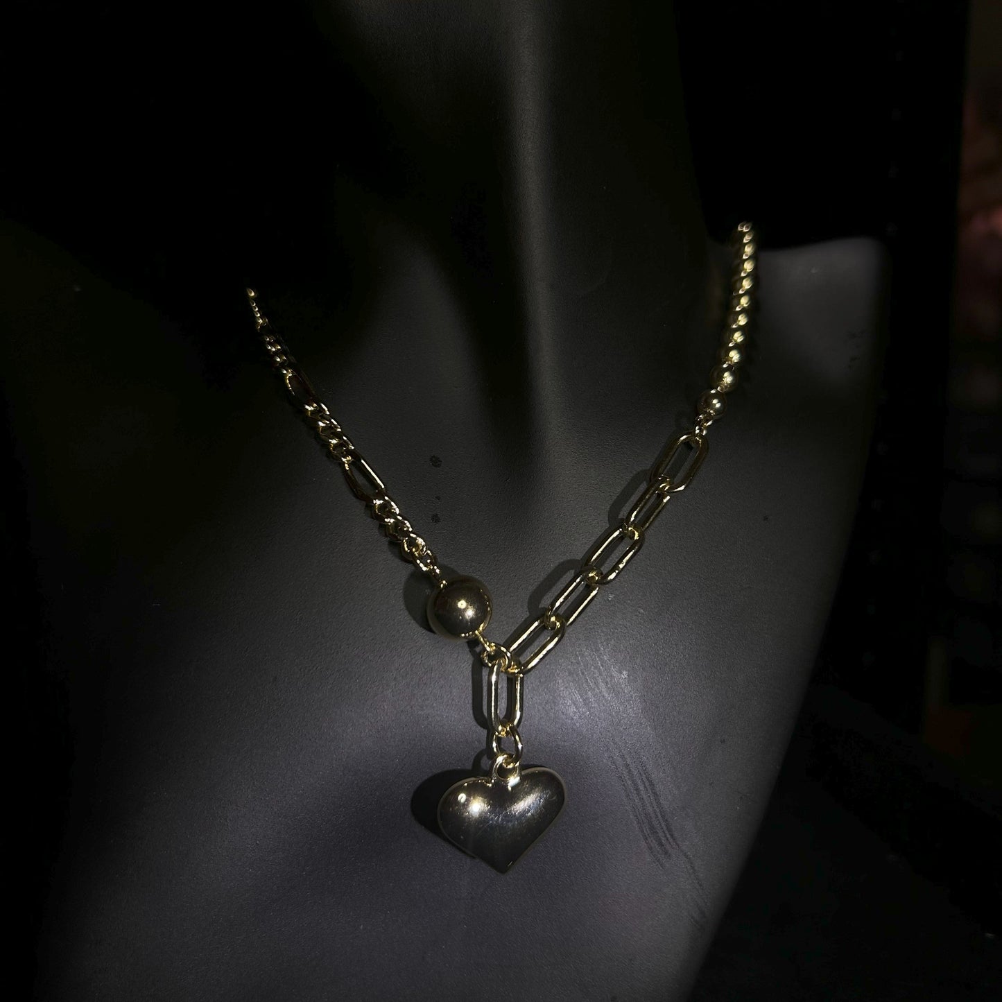 Chunky Heart Gold Plated Adjustable Necklace