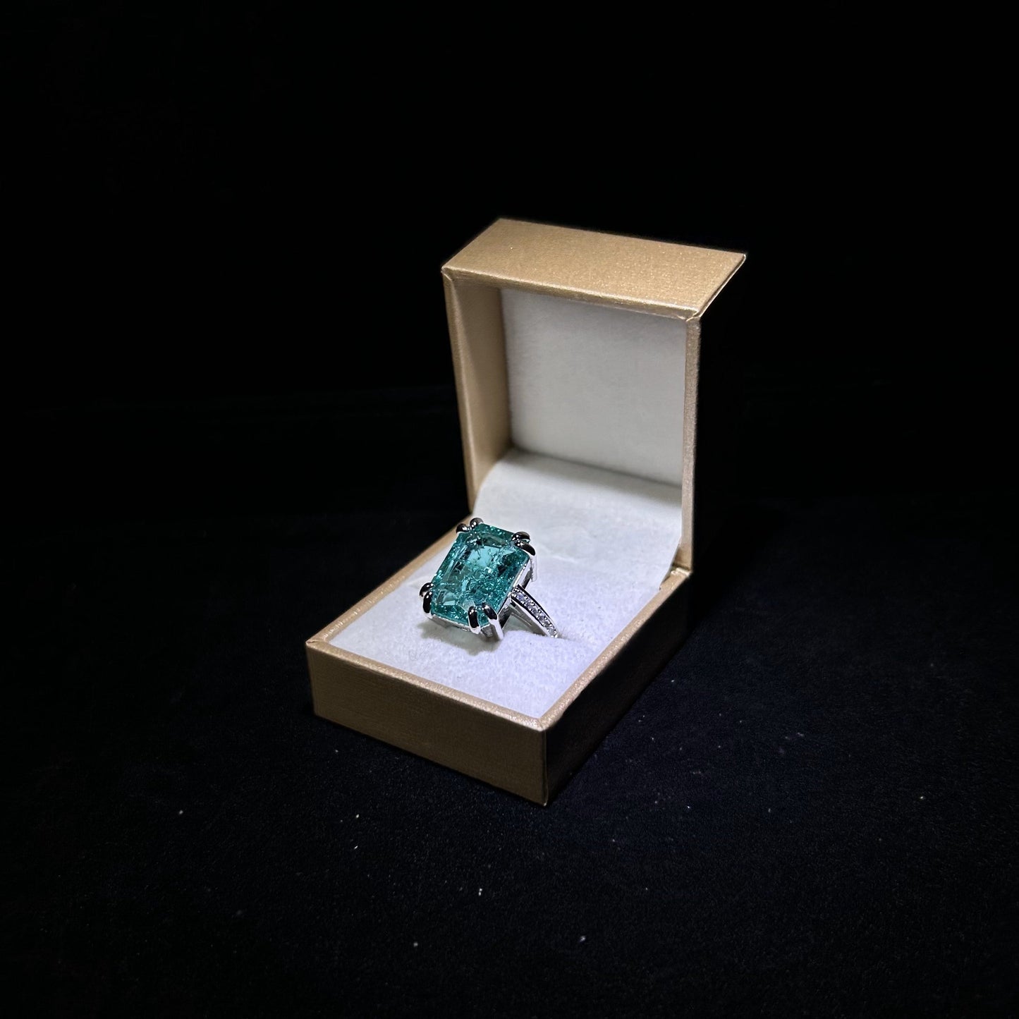 Emerald Paraiba Cubic Zirconia Silver Plated Ring