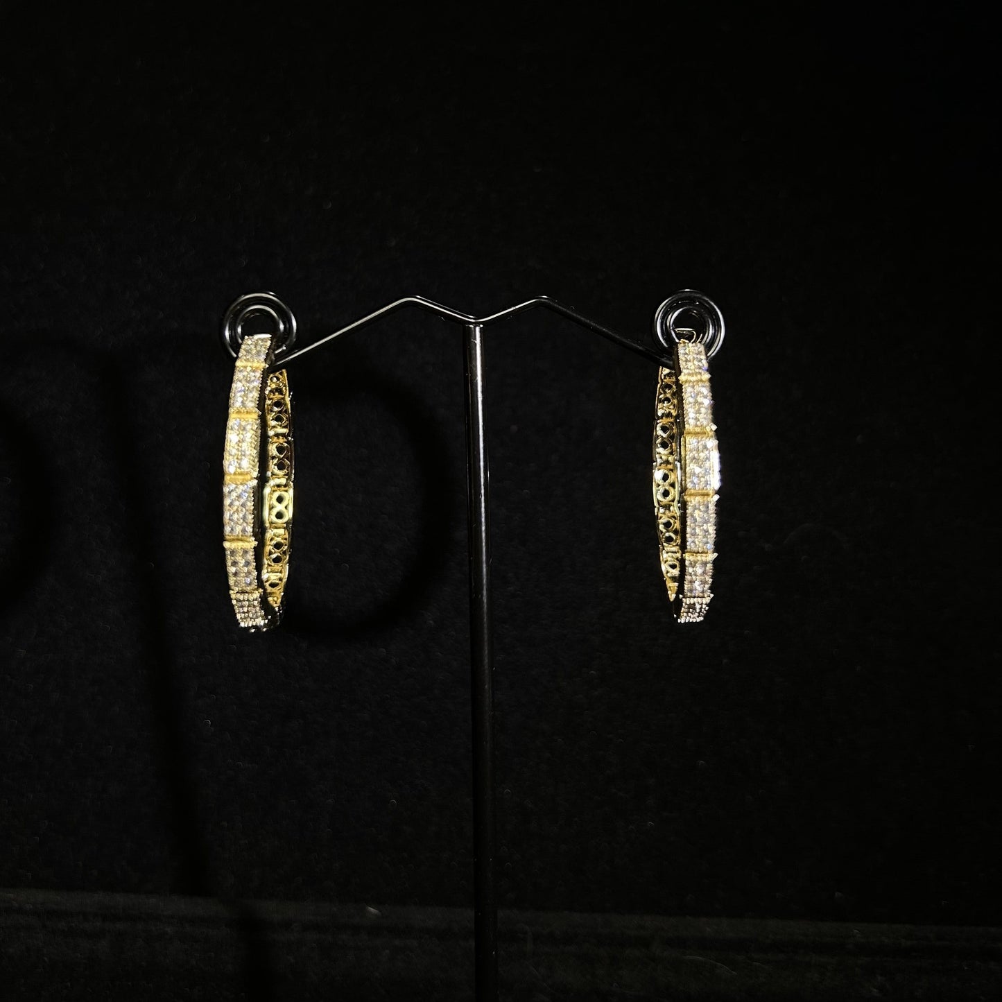 Eternity Studded Cubic Zirconia Gold Plated Hoop Earring