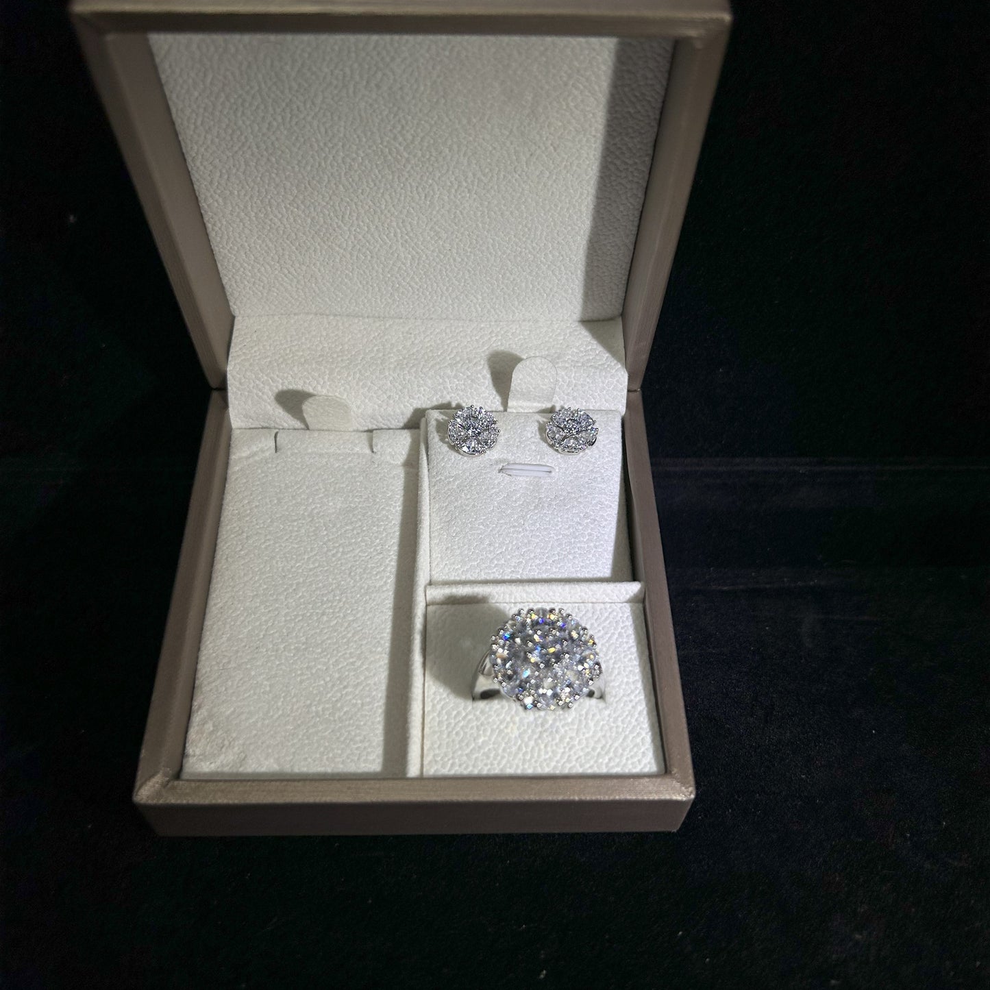 Shining Flower Cubic Zirconia Silver Plated Set